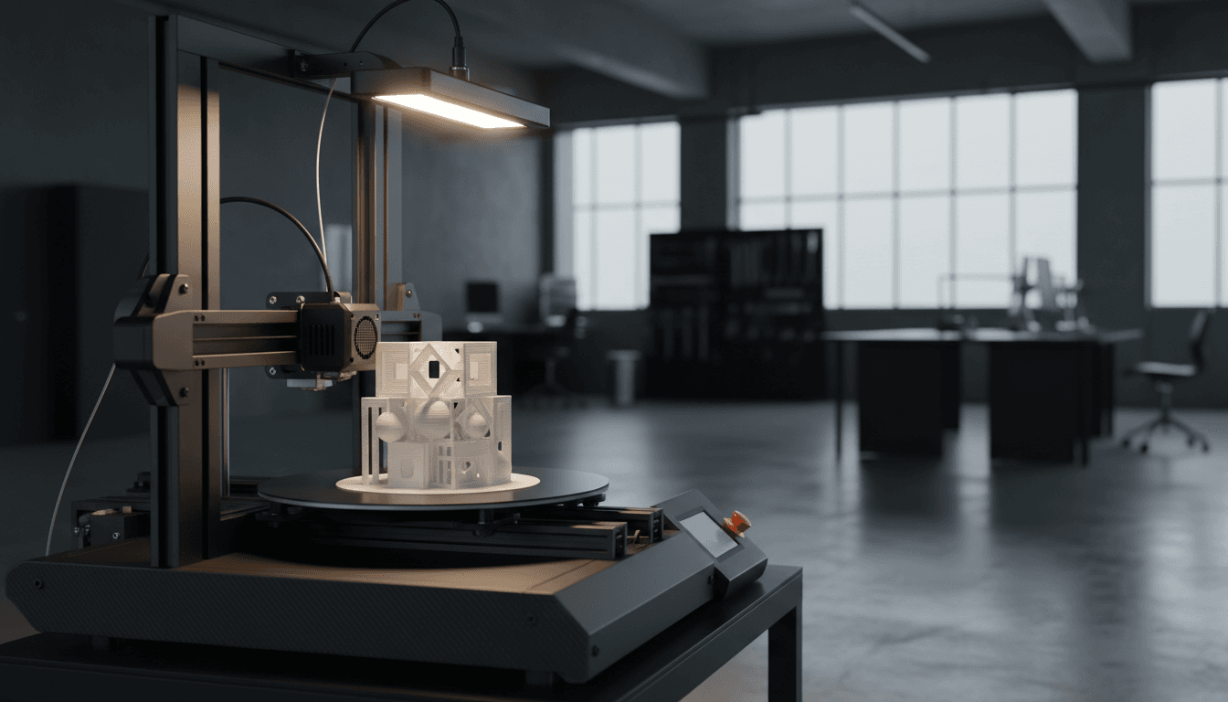 3D printer creating intricate geometric layers during active printing